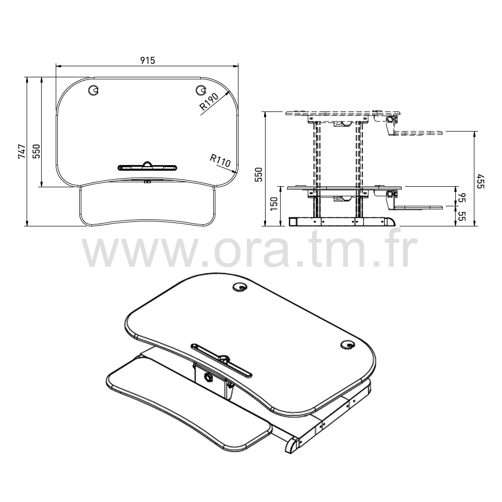 SPC - ACCESSOIRES DE BUREAU - STATION REGLABLE A POSER